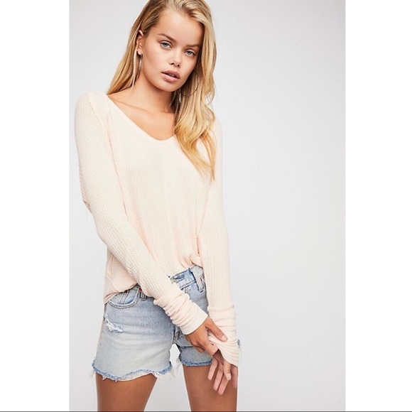 Free People Catalina Thermal Long Sleeve Top Peach - Picture 2 of 8